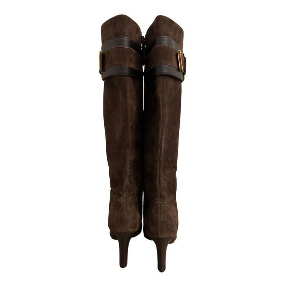 Cole Haan NikeAir Nicole Suede Heel Boots 6.5B Equestrian gold buckle dressy par - Picture 4 of 11